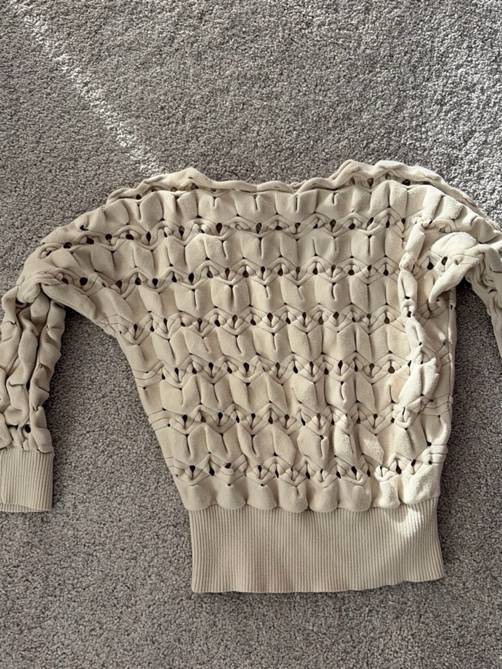 NIC+ZOE Cream Off-the-Shoulder Open-Weave Sweater